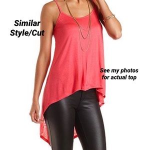 💕Charlotte Russe|Red Strappy High Low top